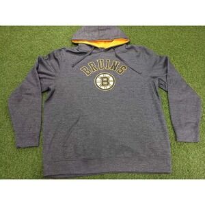 NHL Boston Bruins Ice Hockey Team Hoodie Mens L Heather Gray Fleece Lined
